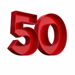 Illustration of a red number  fifty isolated on a white background