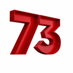 Illustration of a red number seventy-three isolated on a white background