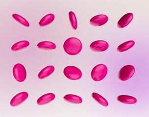 View of  pink circles on pink background