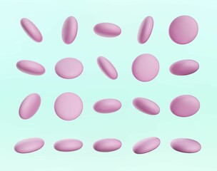 Candy gems isolated on sky blue background. 3d illustration