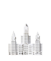 Fototapeta premium Modern city background. Paper cut design background made with periodic old buildings and modern skyscrapers.