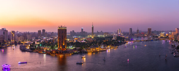 The night lights of Cairo, aerial panorama, Egypt © AlexAnton