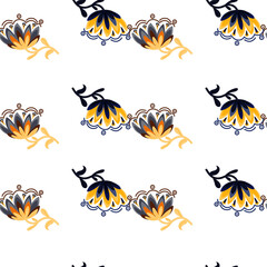 Stylized wildflower seamless pattern. Decorative naive flower botanical background