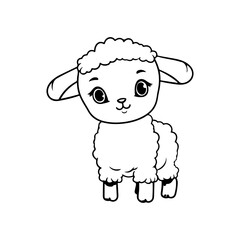 sheep cute cartoon line for drawing
