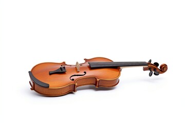 The violin is isolated on a white background.