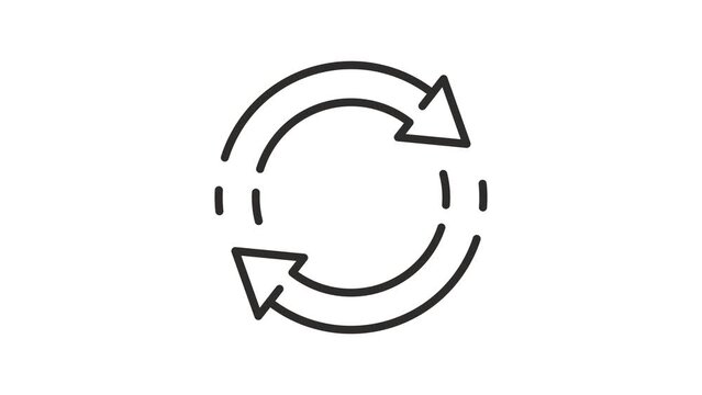 two arrow spin icon, recycle round, circle refresh or restart