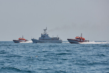 Fototapeta premium warships on a combat mission. Warship on the transition.