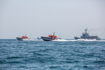 warships on a combat mission. Warship on the transition.