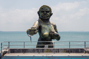 The hare mermaid is a symbol of Koh Samet Island. Giant Statue Sculpture, Samed Port, Koh Samed...