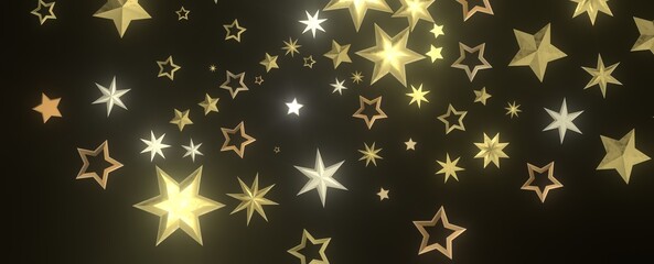 Celestial Christmas Symphony: Enthralling 3D Illustration of Falling Holiday Starbursts