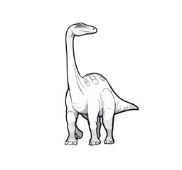 Black and white vector illustration of a brachiosaurus for coloring and printing