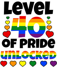 Level 40 of Pride Unlocked Rainbow LGBT 40th Birthday