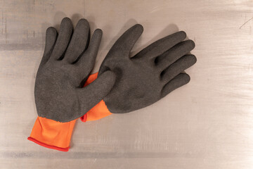 work gloves with plastic coating isolated