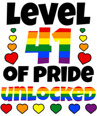 Level 41 of Pride Unlocked Rainbow LGBT 41st Birthday