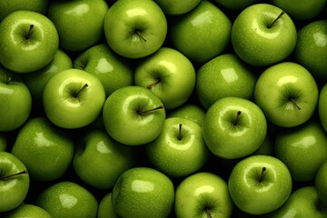 Nature organic fresh green apple. Top view of apples. Pile of freshness. Healthy fruit wallpaper