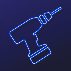 drill neon sign, modern glowing banner design, colorful modern design trends on black background. Vector illustration.