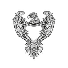 Vector of an eagle emblem with a shield