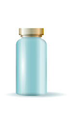 Bottles with spray, dispenser and dropper, cream jar, tube. Cosmetic package.