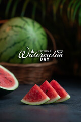 fresh watermelon on the table, Watermelon day concept image