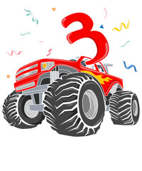 3 Motocross Truck Racer Kid Confetti 3rd Birthday