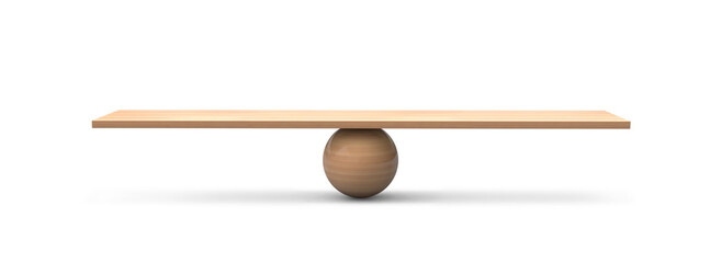 Wooden Seesaw 3d. balancing on seesaw 3d render. 3d illustration