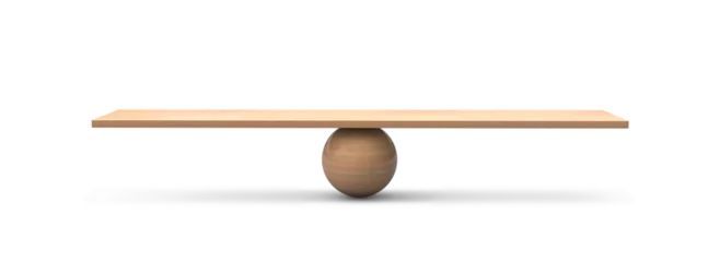 Foto op Canvas Wooden Seesaw 3d. balancing on seesaw 3d render. 3d illustration © Vivek
