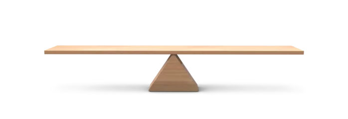 Muurstickers Wooden Seesaw 3d illustration isolated on white background. balancing on seesaw 3d render. 3d illustration © Vivek