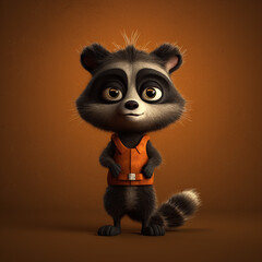 Raccoon character 3d isolated background