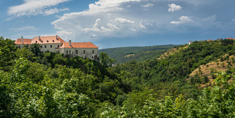 Fototapeta na wymiar Znojmo Castle and Granice Valley on a stormy summer day, South Moravia, Czech Republic