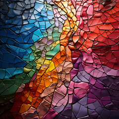 Colorful Broken Glass Mosaic with Rainbow Effect