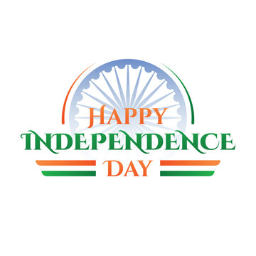 Happy Independence Day in India. 15 August Celebration India Independence Day. Concept Ashoka Chakra And Indian Flag Illustration