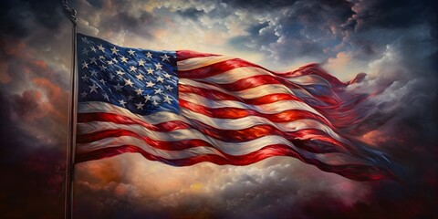 A Texutred Painting of the Flag of the United States of America