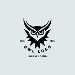 Owl Bird Flat Logo Design Template