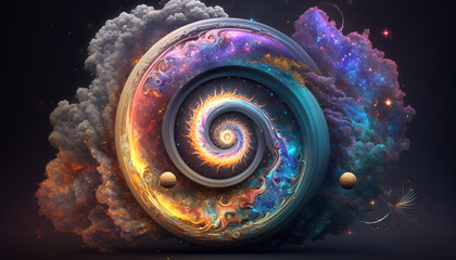 colorful and bright spiral vortex with stars in space