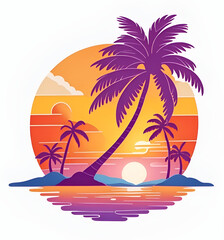 palm trees at sunset t-shirt style generated ai