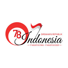 Indonesia independence day 78th vector illustration. 17 August Celebration Indonesia Independence Day