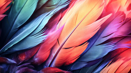 A vibrant tropical bird's feather is captured in vivid detail.