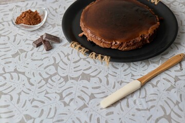 Closeup of a delicious biscuit on the wooden table with a white background
