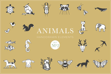 Animals handdrawn elements, Animal illustrations