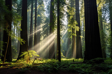 Redwood Forest in the sunlight, generative ai 