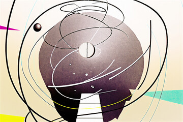 abstract background art that looks like a circle, in the style of retro-futurism, smooth and curved lines, contained chaos, contrasting balance, tinkercore