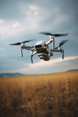 white drone flying over a field, generative ai 