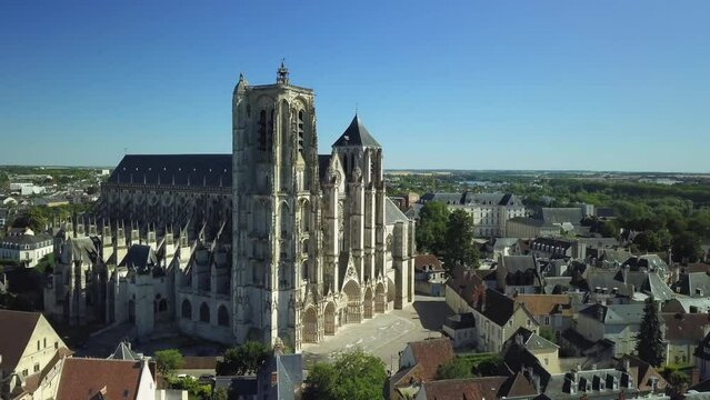 Drone view of the Bourges Cathedral in France