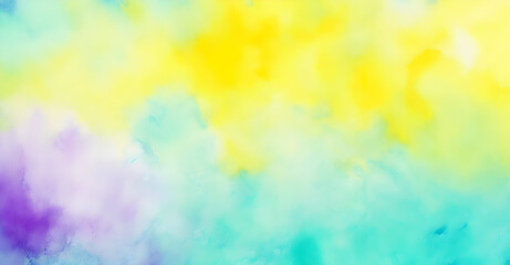 Obraz na płótnie Canvas yellow purple teal turquoise abstract watercolor. Colorful art background with space for design