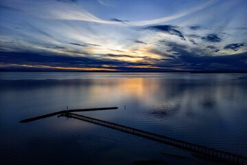 Stunning view of the pier at sunset in White Rock, British Columbia, Canada