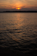 Sunset over the Volga river in Samara, Russia.