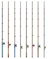 Fishing rod vector color set icon. Vector illustration float of bobber on white background. Isolated color set icon fishing rod.