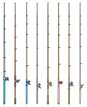 Fishing Rod Vector Color Set Icon. Vector Illustration Float Of Bobber On White Background. Isolated Color Set Icon Fishing Rod.