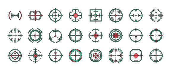 Sniper sight vector color set icon. Vector illustration sight and target. Isolated color icon eye target on white background .