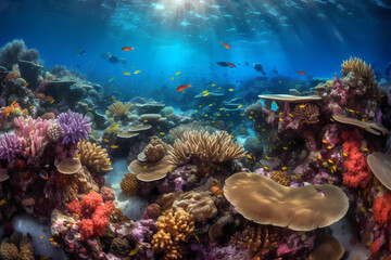 Naklejka na ściany i meble Coral reef full of life